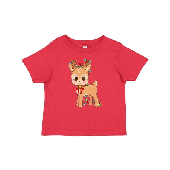 Inktastic Cute Christmas Reindeer with Christmas Lights Boys or Girls Baby T-Shirt