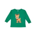 thumbnail image 1 of Inktastic Cute Christmas Reindeer with Christmas Lights Boys or Girls Long Sleeve Toddler T-Shirt, 1 of 5