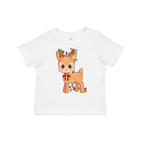 Inktastic Cute Christmas Reindeer with Christmas Lights Boys or Girls Toddler T-Shirt