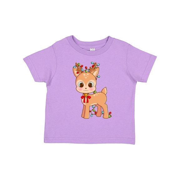 Inktastic Cute Christmas Reindeer with Christmas Lights Boys or Girls Toddler T-Shirt