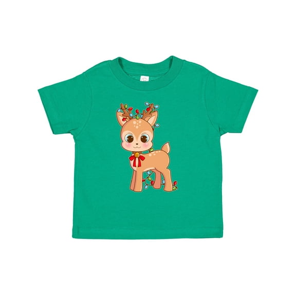 Inktastic Cute Christmas Reindeer with Christmas Lights Boys or Girls Toddler T-Shirt