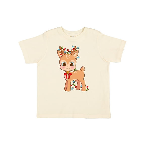 Inktastic Cute Christmas Reindeer with Christmas Lights Boys or Girls Toddler T-Shirt