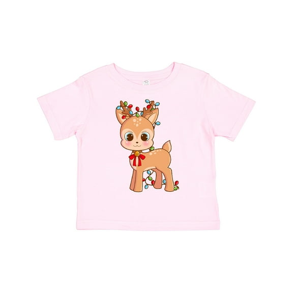 Inktastic Cute Christmas Reindeer with Christmas Lights Boys or Girls Toddler T-Shirt