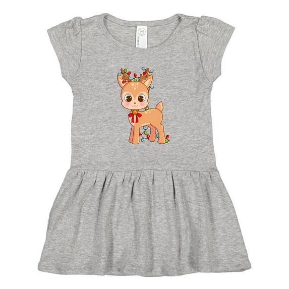 Inktastic Cute Christmas Reindeer with Christmas Lights Girls Toddler Dress