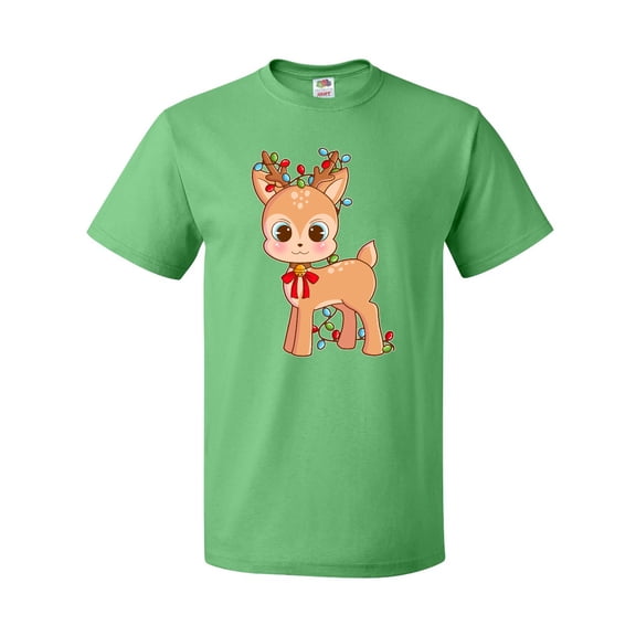 Inktastic Cute Christmas Reindeer with Christmas Lights T-Shirt