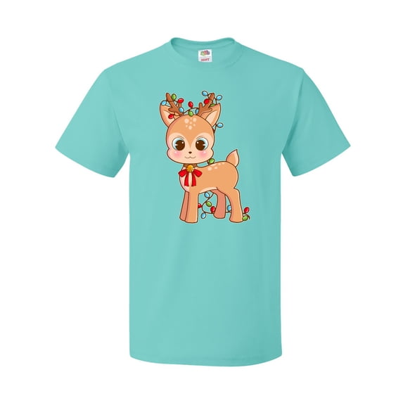 Inktastic Cute Christmas Reindeer with Christmas Lights T-Shirt