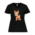 thumbnail image 1 of Inktastic Cute Christmas Reindeer with Christmas Lights Women's Plus Size T-Shirt, 1 of 5