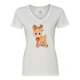 thumbnail image 1 of Inktastic Cute Christmas Reindeer with Christmas Lights Women's V-Neck T-Shirt, 1 of 5