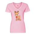 thumbnail image 1 of Inktastic Cute Christmas Reindeer with Christmas Lights Women's V-Neck T-Shirt, 1 of 5
