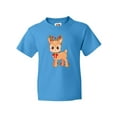 thumbnail image 1 of Inktastic Cute Christmas Reindeer with Christmas Lights Youth T-Shirt, 1 of 5