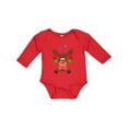 thumbnail image 1 of Inktastic Cute Christmas Reindeer with Red Nose, Ornaments and Bow Tie Boys or Girls Long Sleeve Baby Bodysuit, 1 of 5
