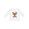 thumbnail image 1 of Inktastic Cute Christmas Reindeer with Red Nose, Ornaments and Bow Tie Boys or Girls Long Sleeve Toddler T-Shirt, 1 of 5