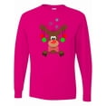 thumbnail image 1 of Inktastic Cute Christmas Reindeer with Red Nose, Ornaments and Bow Tie Long Sleeve T-Shirt, 1 of 5