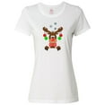 thumbnail image 1 of Inktastic Cute Christmas Reindeer with Red Nose, Ornaments and Bow Tie Women's T-Shirt, 1 of 5