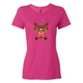 thumbnail image 1 of Inktastic Cute Christmas Reindeer with Red Nose, Ornaments and Bow Tie Women's T-Shirt, 1 of 5