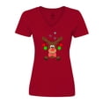 thumbnail image 1 of Inktastic Cute Christmas Reindeer with Red Nose, Ornaments and Bow Tie Women's V-Neck T-Shirt, 1 of 5