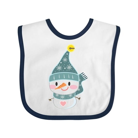 Inktastic Cute Christmas Snowman in Blue Hat and Scarf Boys or Girls Baby Bib
