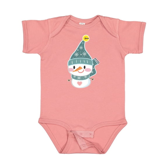 Inktastic Cute Christmas Snowman in Blue Hat and Scarf Boys or Girls Baby Bodysuit