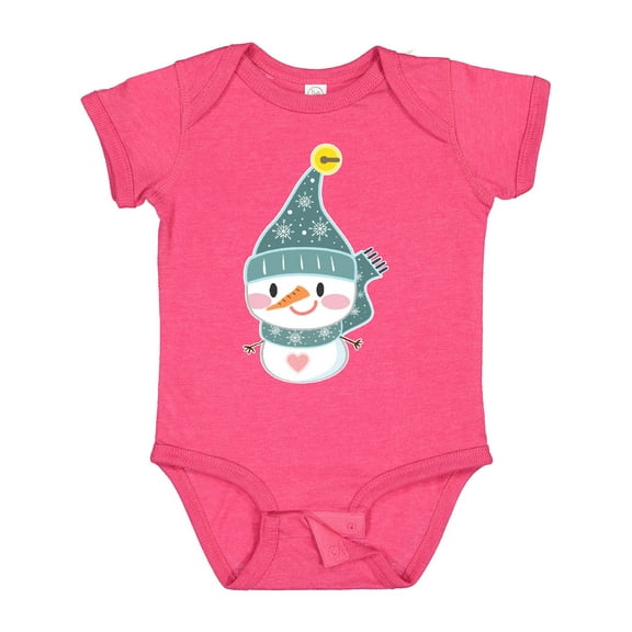 Inktastic Cute Christmas Snowman in Blue Hat and Scarf Boys or Girls Baby Bodysuit