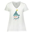 thumbnail image 1 of Inktastic Cute Christmas Snowman in Blue Hat and Scarf Women's Plus Size V-Neck T-Shirt, 1 of 5