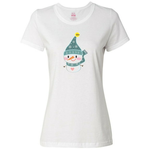 Inktastic Cute Christmas Snowman in Blue Hat and Scarf Women's T-Shirt