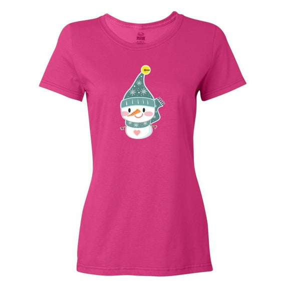 Inktastic Cute Christmas Snowman in Blue Hat and Scarf Women's T-Shirt