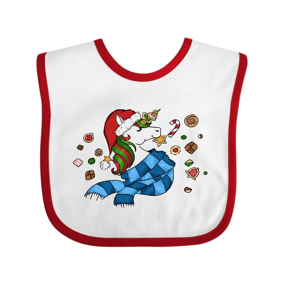 Inktastic Cute Christmas Unicorn with Cookies Boys or Girls Baby Bib