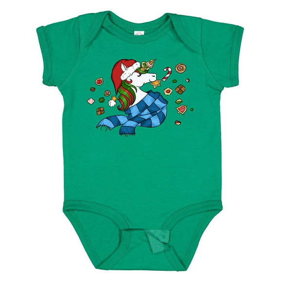 Inktastic Cute Christmas Unicorn with Cookies Boys or Girls Baby Bodysuit