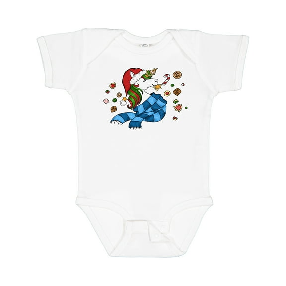 Inktastic Cute Christmas Unicorn with Cookies Boys or Girls Baby Bodysuit