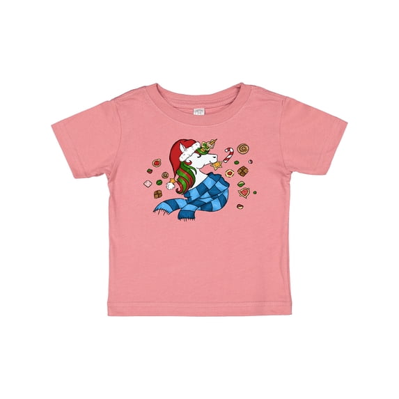 Inktastic Cute Christmas Unicorn with Cookies Boys or Girls Baby T-Shirt