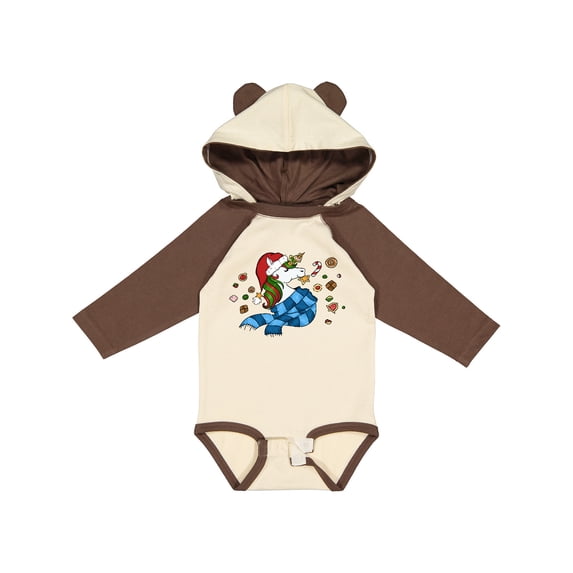 Inktastic Cute Christmas Unicorn with Cookies Boys or Girls Long Sleeve Baby Bodysuit