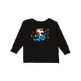 thumbnail image 1 of Inktastic Cute Christmas Unicorn with Cookies Boys or Girls Long Sleeve Toddler T-Shirt, 1 of 5