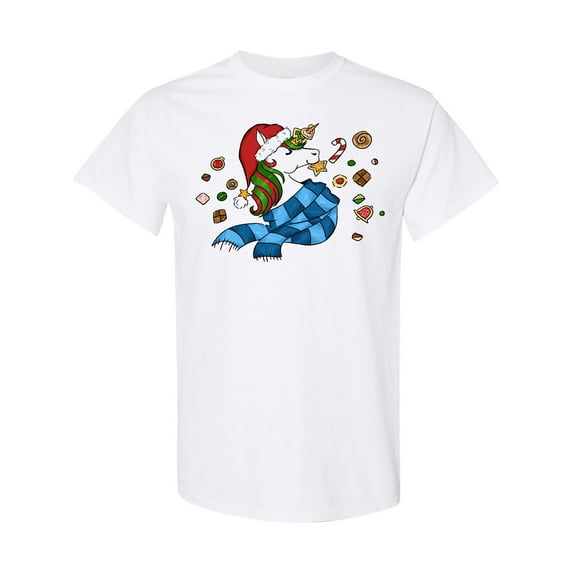 Inktastic Cute Christmas Unicorn with Cookies T-Shirt