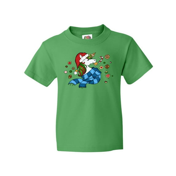 Inktastic Cute Christmas Unicorn with Cookies Youth T-Shirt