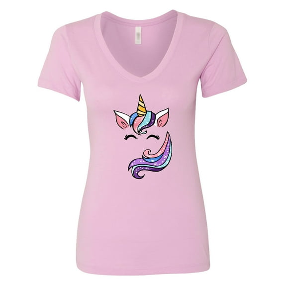 Inktastic Cute Colorful Galaxy Unicorn Women's V-Neck T-Shirt
