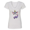 thumbnail image 1 of Inktastic Cute Colorful Galaxy Unicorn Women's V-Neck T-Shirt, 1 of 5