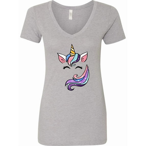 Inktastic Cute Colorful Galaxy Unicorn Women's V-Neck T-Shirt