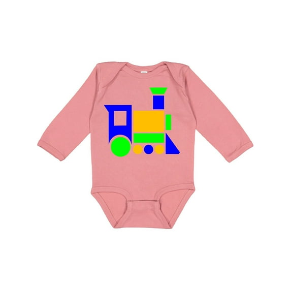 Inktastic Cute Colorful Train Boys or Girls Long Sleeve Baby Bodysuit