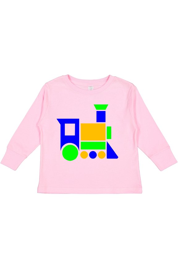 Cute Colorful Train Boys or Girls Long Sleeve Toddler T-Shirt