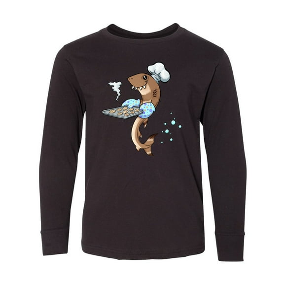 Inktastic Cute Cookie Cutter Baker Shark with Cookies Long Sleeve Youth T-Shirt
