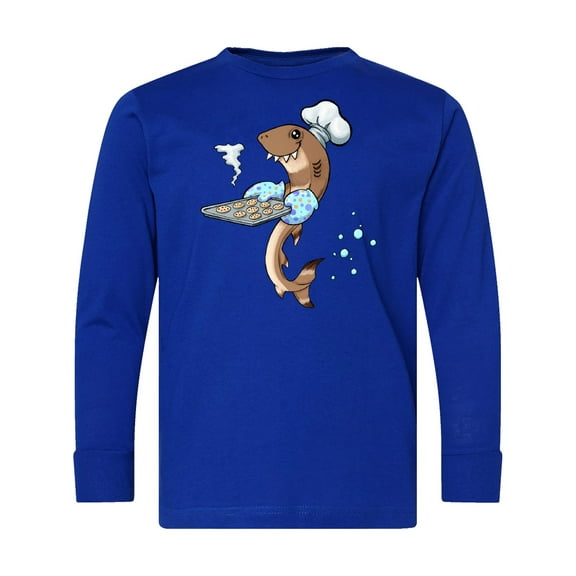 Inktastic Cute Cookie Cutter Baker Shark with Cookies Long Sleeve Youth T-Shirt