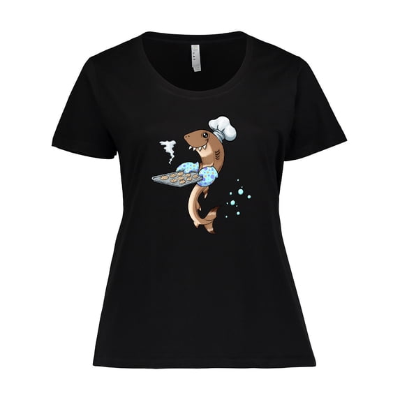 Inktastic Cute Cookie Cutter Baker Shark with Cookies Women's Plus Size T-Shirt