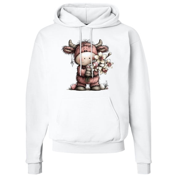 Inktastic Cute Cow with Flowers Pastel Illustration Adult Hoodie Sweatshirt