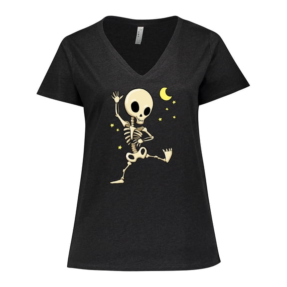 Inktastic Cute Dancing Skeleton Women's Plus Size V-Neck T-Shirt