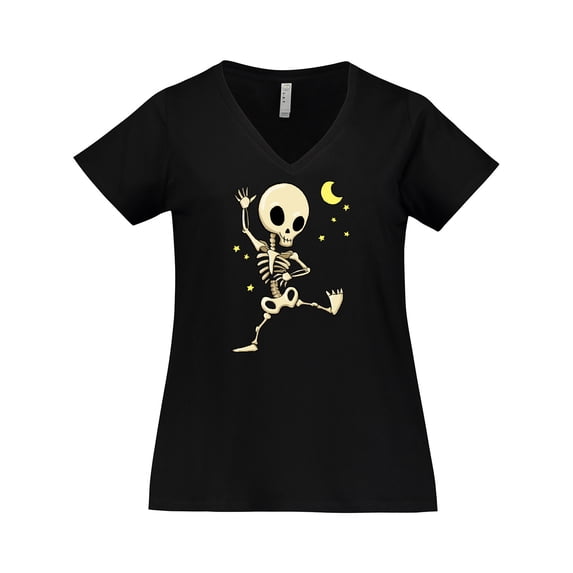 Inktastic Cute Dancing Skeleton Women's Plus Size V-Neck T-Shirt
