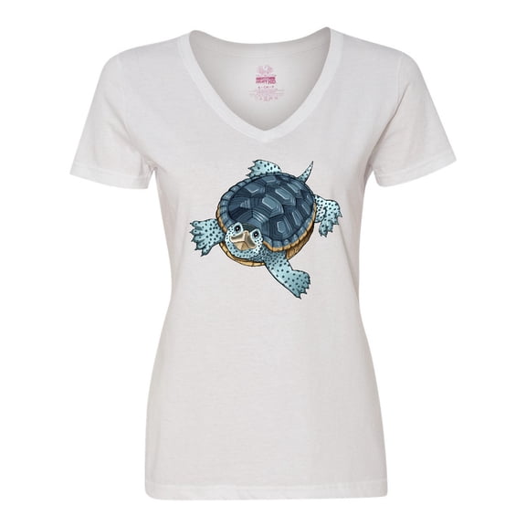 Inktastic Cute Diamondback Terrapin Turtle Women's V-Neck T-Shirt