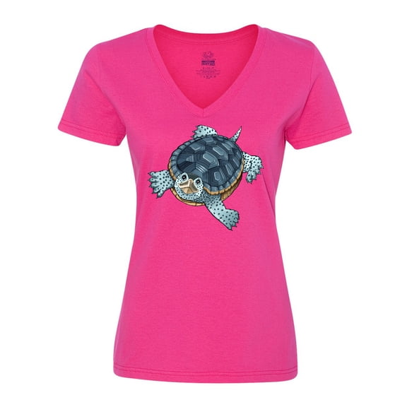 Inktastic Cute Diamondback Terrapin Turtle Women's V-Neck T-Shirt