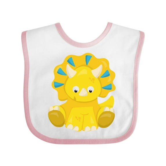 Inktastic Cute Dinosaur, Baby Dinosaur, Dino, Triceratops Boys or Girls Baby Bib