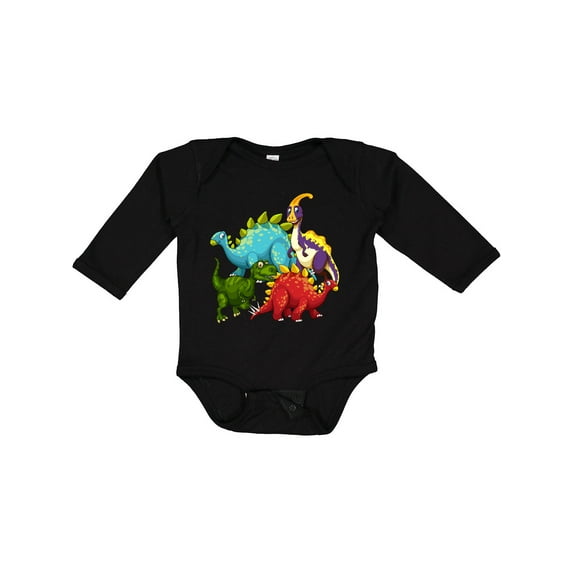 Inktastic Cute Dinosaurs Boys or Girls Long Sleeve Baby Bodysuit