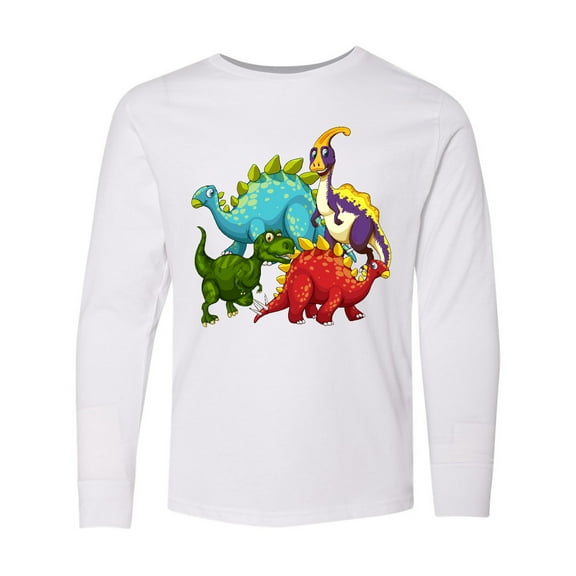 Inktastic Cute Dinosaurs Long Sleeve Youth T-Shirt